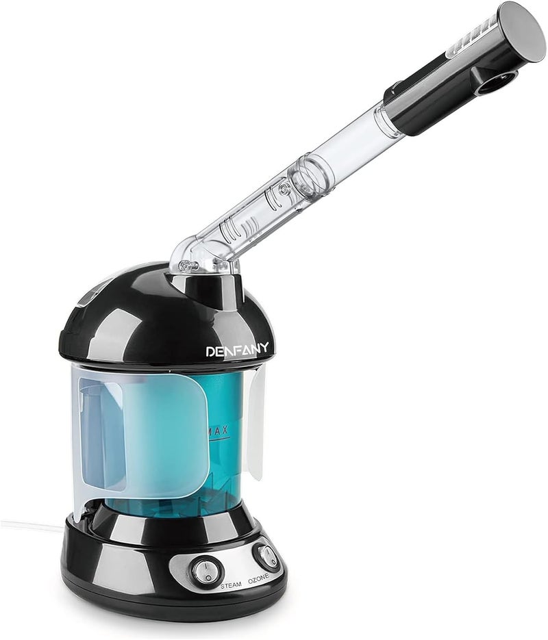 DENFANY Facial Steamer - Nano Ionic Face Steamer with Extendable 360° Rotating Arm - Portable Facial Steamer for Personal Care at Home or Salo (Black) - Image 1